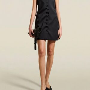 Cybill Short Dress in Black Summer Mikado